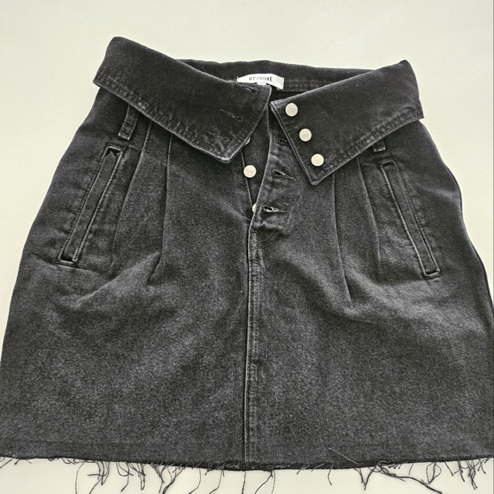 Redone black denim skirt